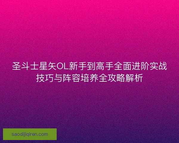 圣斗士星矢OL新手到高手全面进阶实战技巧与阵容培养全攻略解析